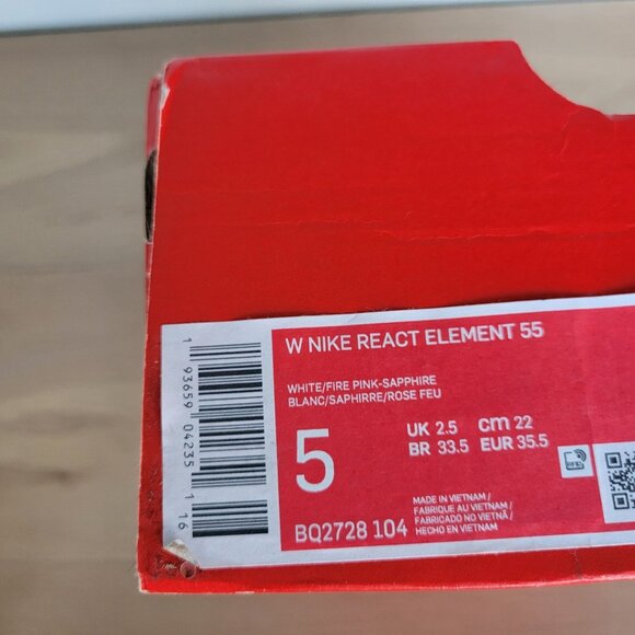 ⭐Nike React Element 55 Womens Athletic Running Shoes 5 White Sneaker BQ2728-104 - Picture 8 of 9
